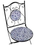 Miniatyrbillede 7 af 9: Klapstol Sort Metal Mosaik Sæt af 2 Franske Havestole til Udendørs Cafe Stole Vintage Bistrostole Design Altanstole