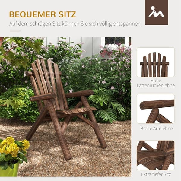 Rootz puutarhatuoli - korkea selkätuoli ulkokäyttöön - Adirondack-tuoli - Ergonominen muotoilu - Säänkestävä - Helppo koota - 83 cm x 68 cm x 101 cm -