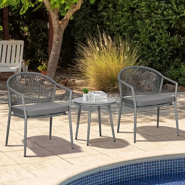 Rootz Havemøbelsæt - Terrassestole - Udendørs siddepladser - Vejrbestandige - Komfortable puder - Elegant design - 58cm x 62cm x 78cm (Stole), Ø 48cm