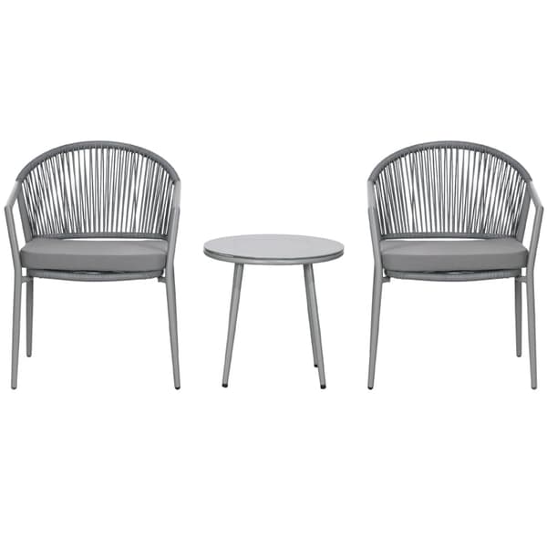 Rootz Havemøbelsæt - Terrassestole - Udendørs siddepladser - Vejrbestandige - Komfortable puder - Elegant design - 58cm x 62cm x 78cm (Stole), Ø 48cm