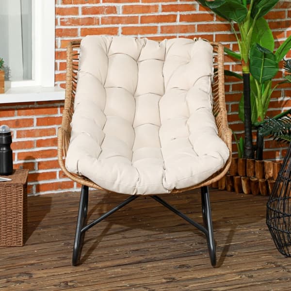 Rootz Garden Lounge Rattan Look Utomhusfåtölj - Uteplatsstol - Väderbeständig stol - Slitstark stålstomme - Exceptionell komfort - Optimal stabilitet