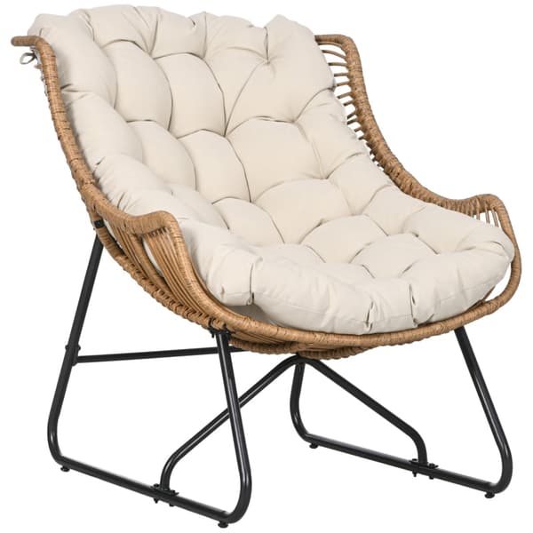 Rootz Garden Lounge Rattan Look Utomhusfåtölj - Uteplatsstol - Väderbeständig stol - Slitstark stålstomme - Exceptionell komfort - Optimal stabilitet