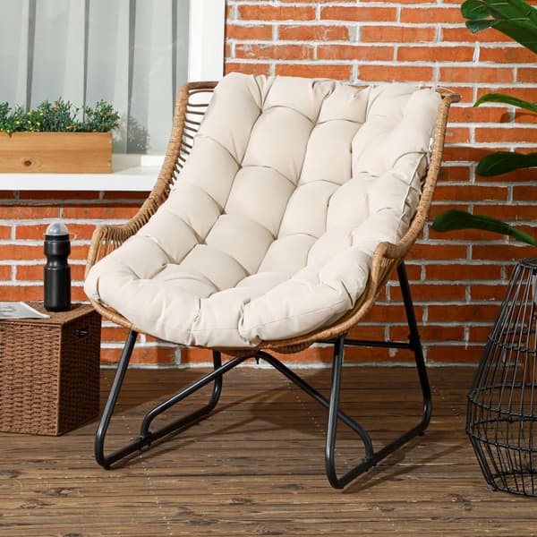 Rootz Garden Lounge Rattan Look Utomhusfåtölj - Uteplatsstol - Väderbeständig stol - Slitstark stålstomme - Exceptionell komfort - Optimal stabilitet