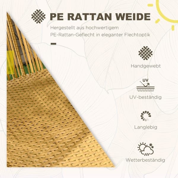 Rootz Rattan Have Lænestol - Udendørs Lounge Chair - Wicker Patio Stol - Elegant Rattan Weave - Tyk sædehynde - Komfortabel nakkestøtte - 89cm x 75cm