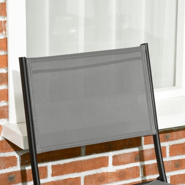 Rootz 3-delt havebistrosæt - Udendørsmøbler - Terrassesæt - Foldestole - Hærdet glasbord - 50cm x 72cm Bord, 46cm x 52cm x 86cm Stole