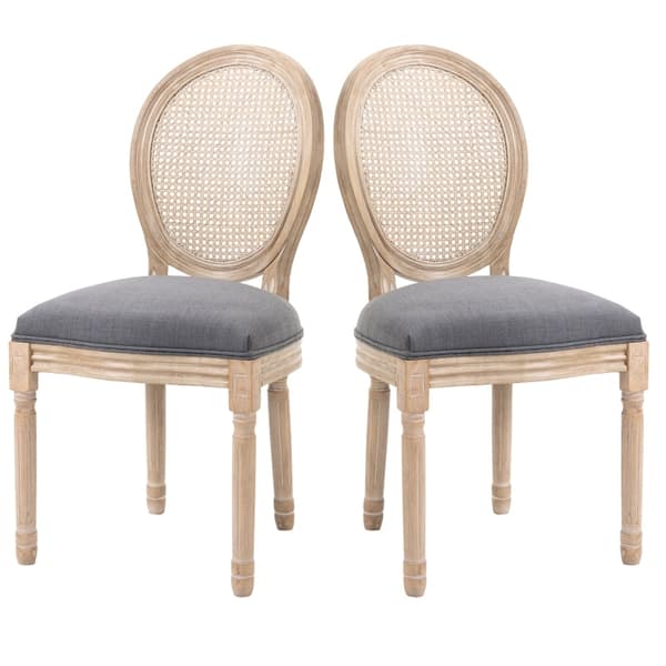 Rootz sæt med 2 blødt polstret vintage rattan look grå køkkenstole - Spisestuestole - Polyrattan ryglæn - Elegant design - Enestående komfort - Høj st