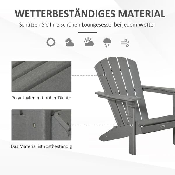 Rootz Havestol - Adirondack Stol - Udendørs Lænestol - Ergonomisk design - Vejrbestandig HDPE - 75cm x 87cm x 90cm