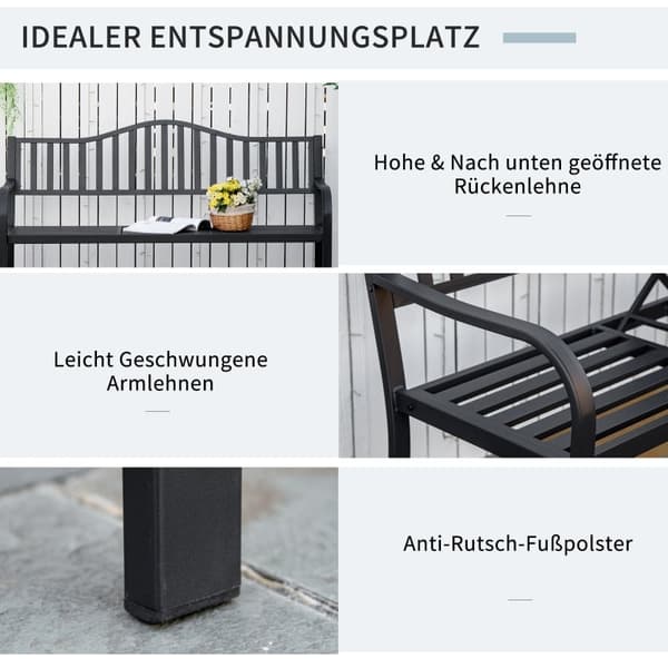 Rootz havebænk med udtrækbart bord - Udendørs siddepladser - Terrassemøbler - Holdbart metal - Komfortabelt design - 150W x 58,5D x 90H cm