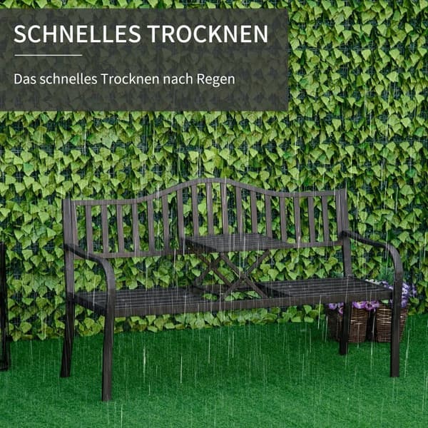 Rootz havebænk med udtrækbart bord - Udendørs siddepladser - Terrassemøbler - Holdbart metal - Komfortabelt design - 150W x 58,5D x 90H cm