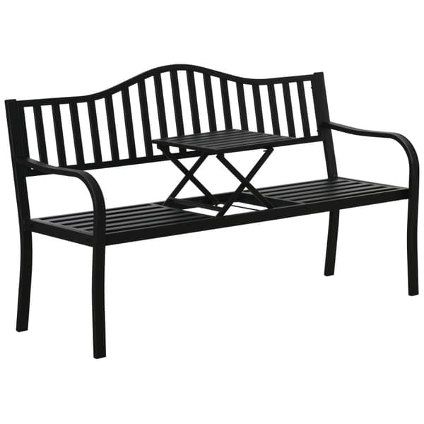 Rootz havebænk med udtrækbart bord - Udendørs siddepladser - Terrassemøbler - Holdbart metal - Komfortabelt design - 150W x 58,5D x 90H cm