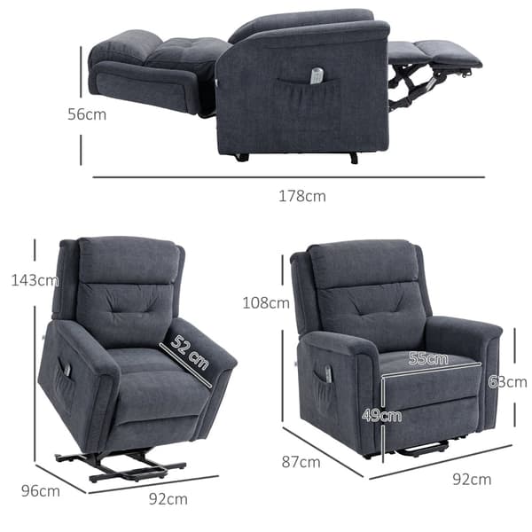 Rootz Relaxation Chair - Stand-Up stol til seniorer - Hvilestol med fjernbetjening - Ubesværet ståhjælp - Justerbart ryglæn - Praktiske sidelommer - 9