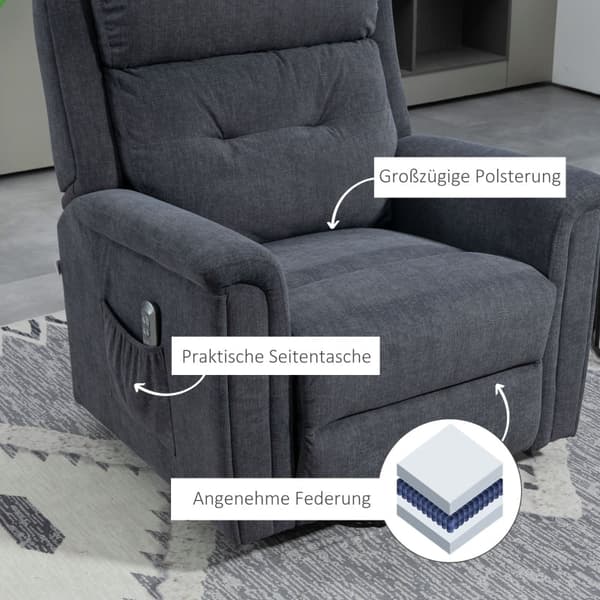Rootz Relaxation Chair - Stand-Up stol til seniorer - Hvilestol med fjernbetjening - Ubesværet ståhjælp - Justerbart ryglæn - Praktiske sidelommer - 9