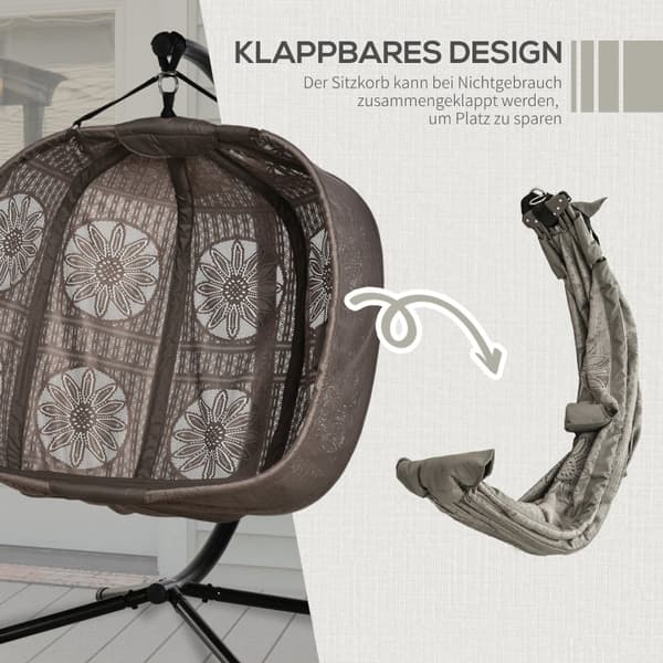 Rootz kahden hengen riipputuoli - riippukori kehyksellä - kelluva tuoli - äärimmäinen mukavuus - kestävä teräs - 132cm x 126cm x 172cm