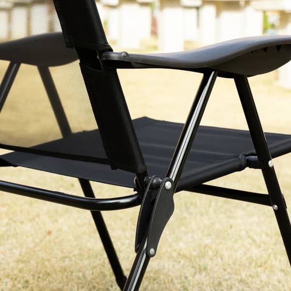 Rootz hopfällbar stol Set om 2 - Fällbar solstol - Väderbeständig - 5-vägs justerbart ryggstöd - Metallram - Svart - 62W x 70D x 109H cm