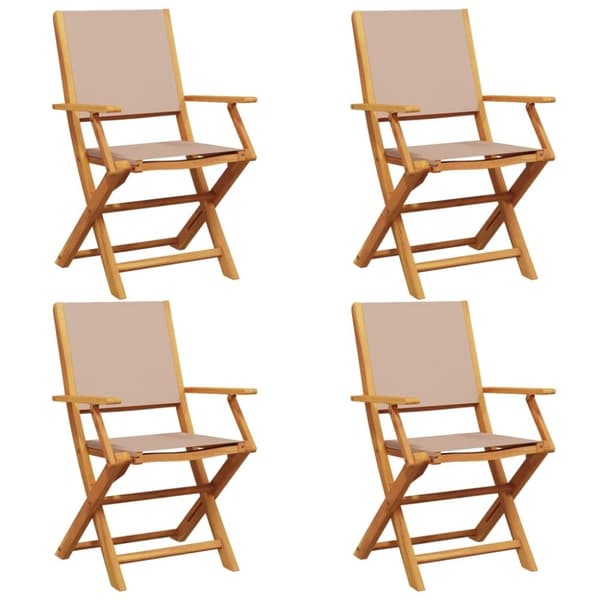 vidaXL foldbare havestole 4 stk. stof og massivt træ gråbrunt