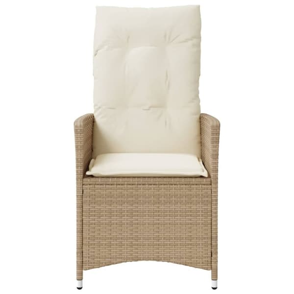 vidaXL Justerbar trädgårdsstol med dynor beige konstrotting