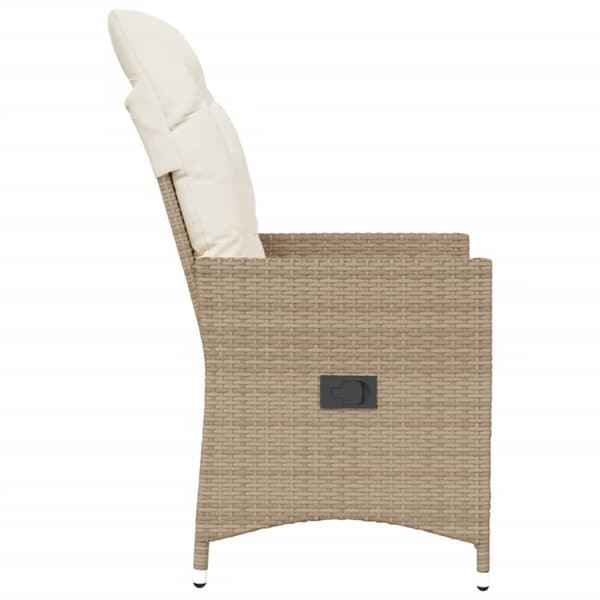 vidaXL Justerbar trädgårdsstol med dynor beige konstrotting