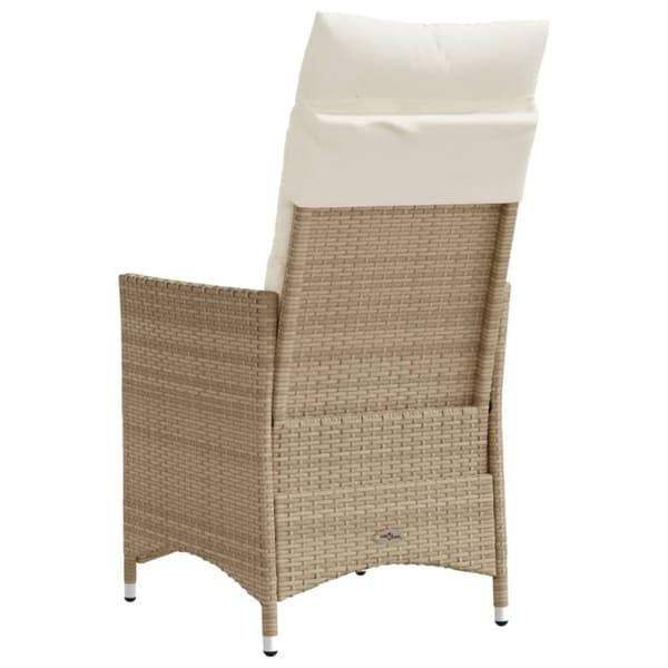 vidaXL Justerbar trädgårdsstol med dynor beige konstrotting