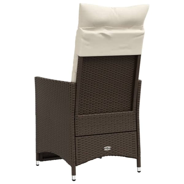vidaXL havestol med lænefunktion og hynder polyrattan brun