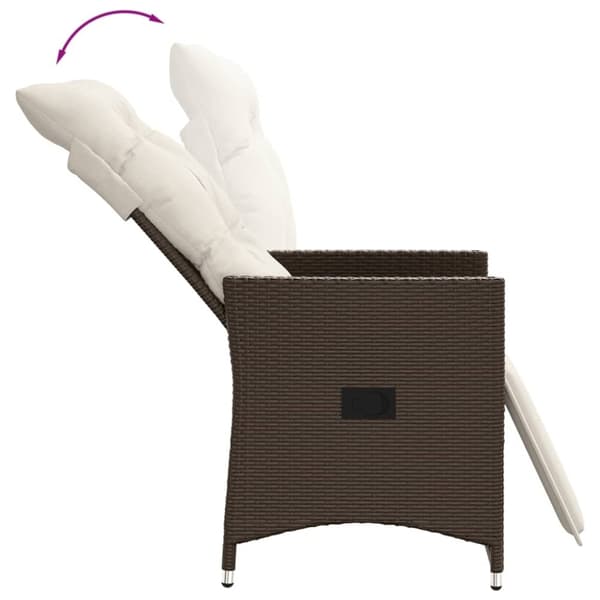 vidaXL havestol med lænefunktion og hynder polyrattan brun