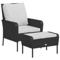 Miniatyrbillede 2 af 11: vidaXL havestol med fodskammel polyrattan sort