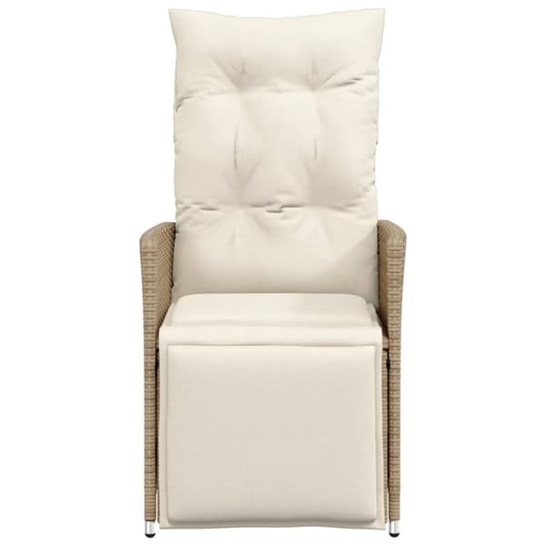 vidaXL Justerbara trädgårdsstolar 2 st med dynor beige konstrotting