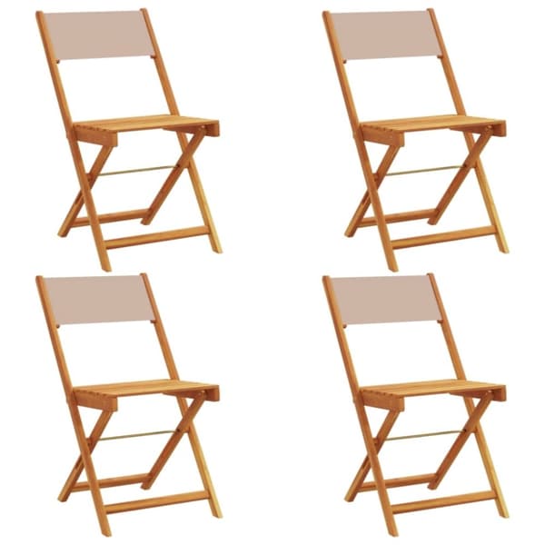 vidaXL foldbare havestole 4 stk. gråbrunt stof massivt træ