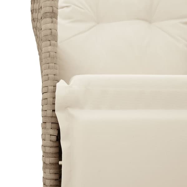 vidaXL havestol med lænefunktion og hynder polyrattan beige