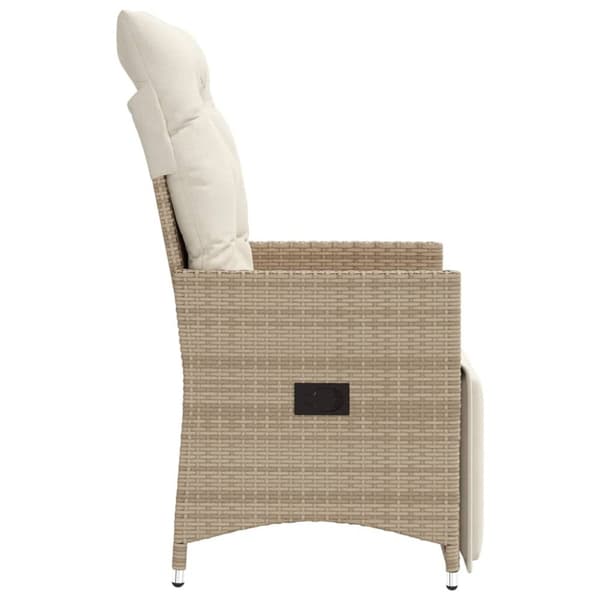 vidaXL Justerbar trädgårdsstol med dynor beige konstrotting