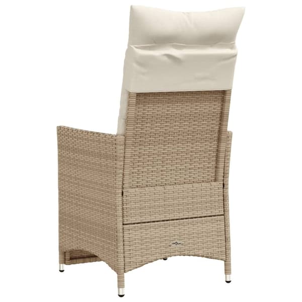 vidaXL Justerbar trädgårdsstol med dynor beige konstrotting