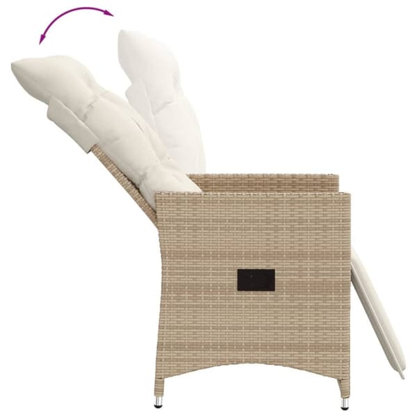 vidaXL Justerbar trädgårdsstol med dynor beige konstrotting