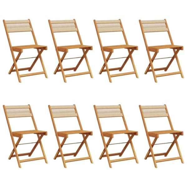vidaXL foldbare havestole 8 stk. massivt akacietræ beige