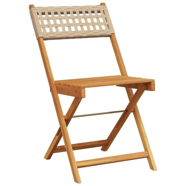 vidaXL Sammenleggbare hagestoler 6 stk beige polyrotting og heltre