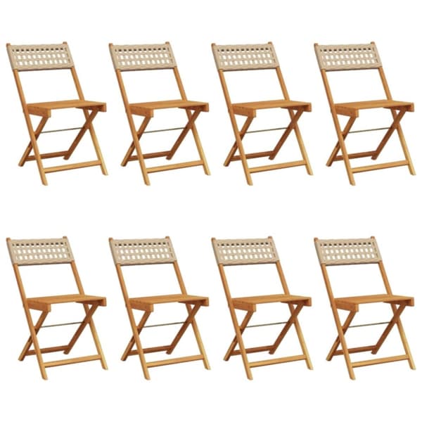 vidaXL foldbare havestole 8 stk. polyrattan beige