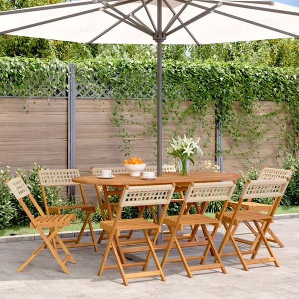 vidaXL foldbare havestole 8 stk. polyrattan beige