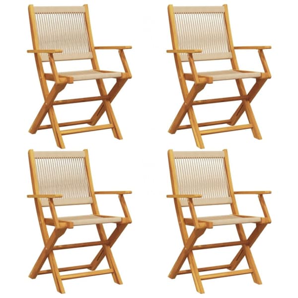 vidaXL Sammenleggbare hagestoler 4 stk beige heltre akasie