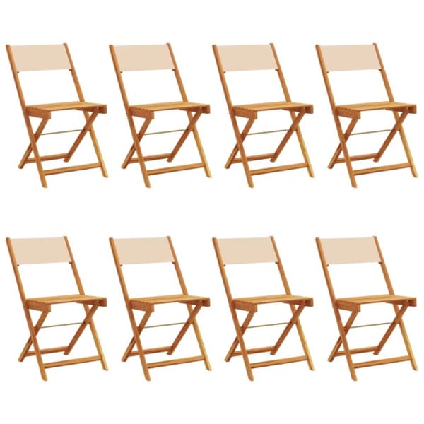 vidaXL foldbare havestole 8 stk. stof og massivt træ beige