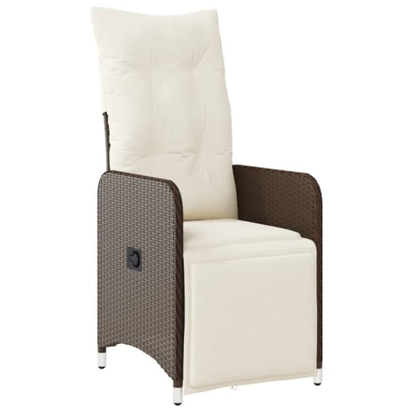 vidaXL havestole 2 stk. med lænefunktion og bord polyrattan brun