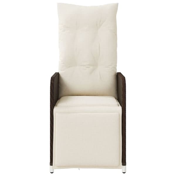 vidaXL havestole 2 stk. med lænefunktion og bord polyrattan brun