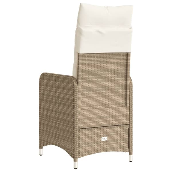 vidaXL Justerbar trädgårdsstol med dynor beige konstrotting