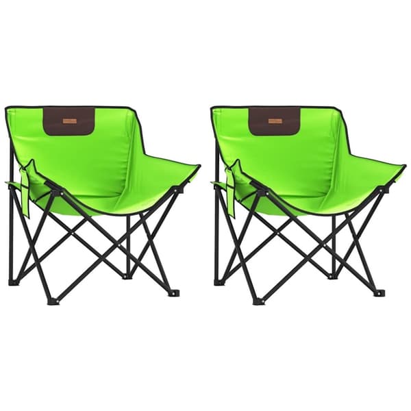 vidaXL Campingstoler med lomme 2 stk sammenleggbar grønn