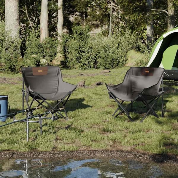 vidaXL Campingstolar med ficka fällbar 2 st grå