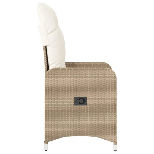vidaXL Justerbara trädgårdsstolar 2 st med dynor beige konstrotting