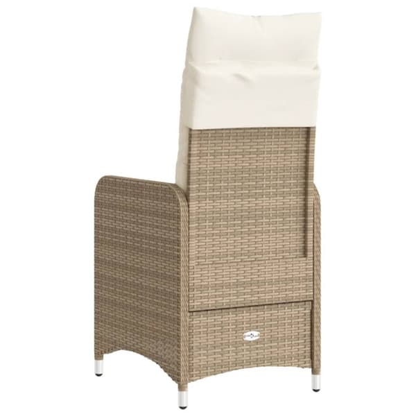 vidaXL Justerbara trädgårdsstolar 2 st med dynor beige konstrotting
