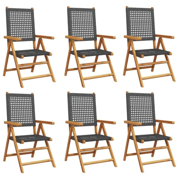 vidaXL havestole 6 stk. med lænefunktion polyrattan sort