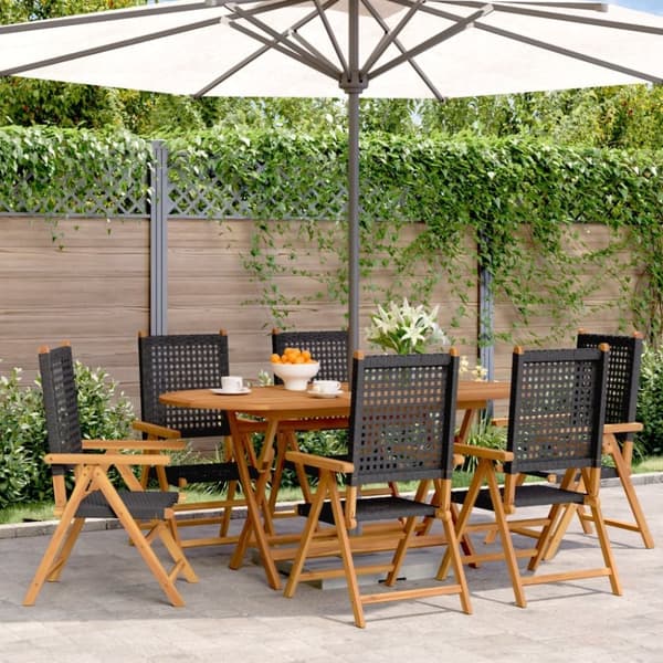 vidaXL havestole 6 stk. med lænefunktion polyrattan sort