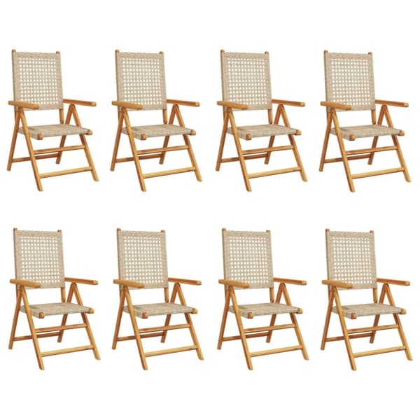 vidaXL havestole 8 stk. med lænefunktion polyrattan beige