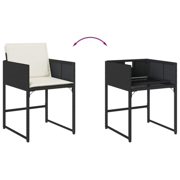 vidaXL havestole med hynder 4 stk. polyrattan sort