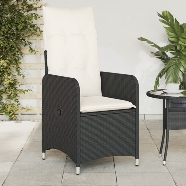 vidaXL havestole med hynder 2 stk. justerbart ryglæn polyrattan sort