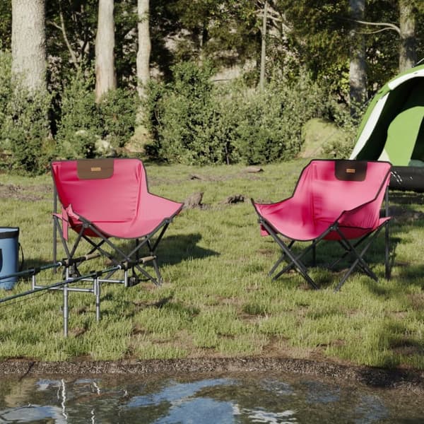 vidaXL campingstole med lommer 2 stk. foldbar lyserød